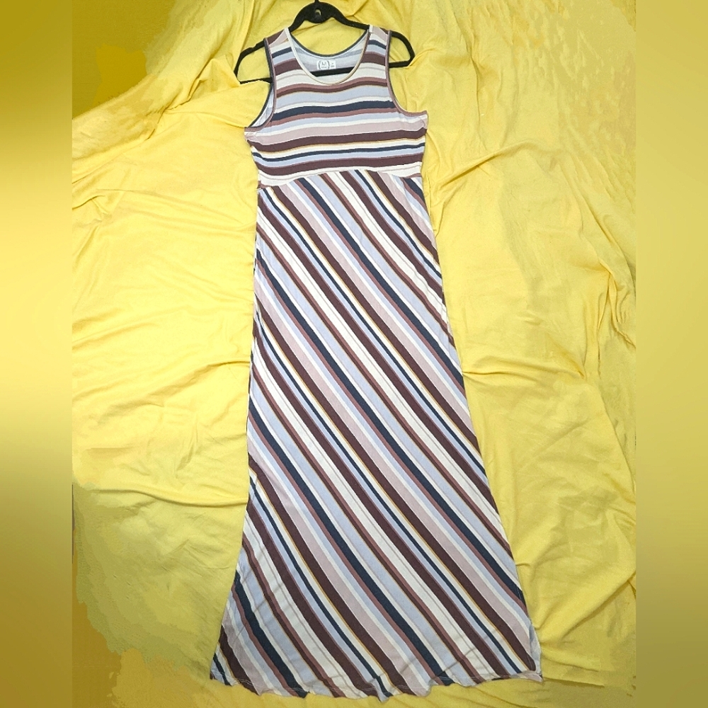 Multicolor Striped Sleeveless Maxi Dress
